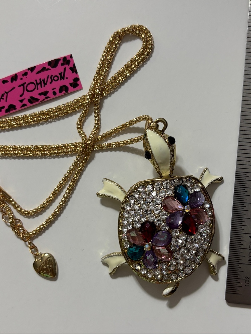 Betsey Johnson Gold-Tone Turtle Necklace with Multicolor Gemstones - Picture 2 of 6